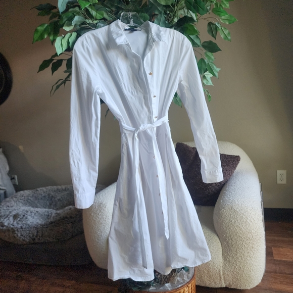 A LINE DRESS SUBTLE PLEATS POCKETS SIZE 2 BOSTON PROPER WHITE c - Picture 6 of 12